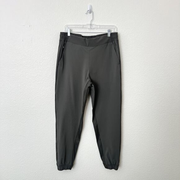 [Athleta] Textured Brooklyn Jogger Pants Mountain Olive Green Casual Comfy Sz 12 - Picture 2 of 11